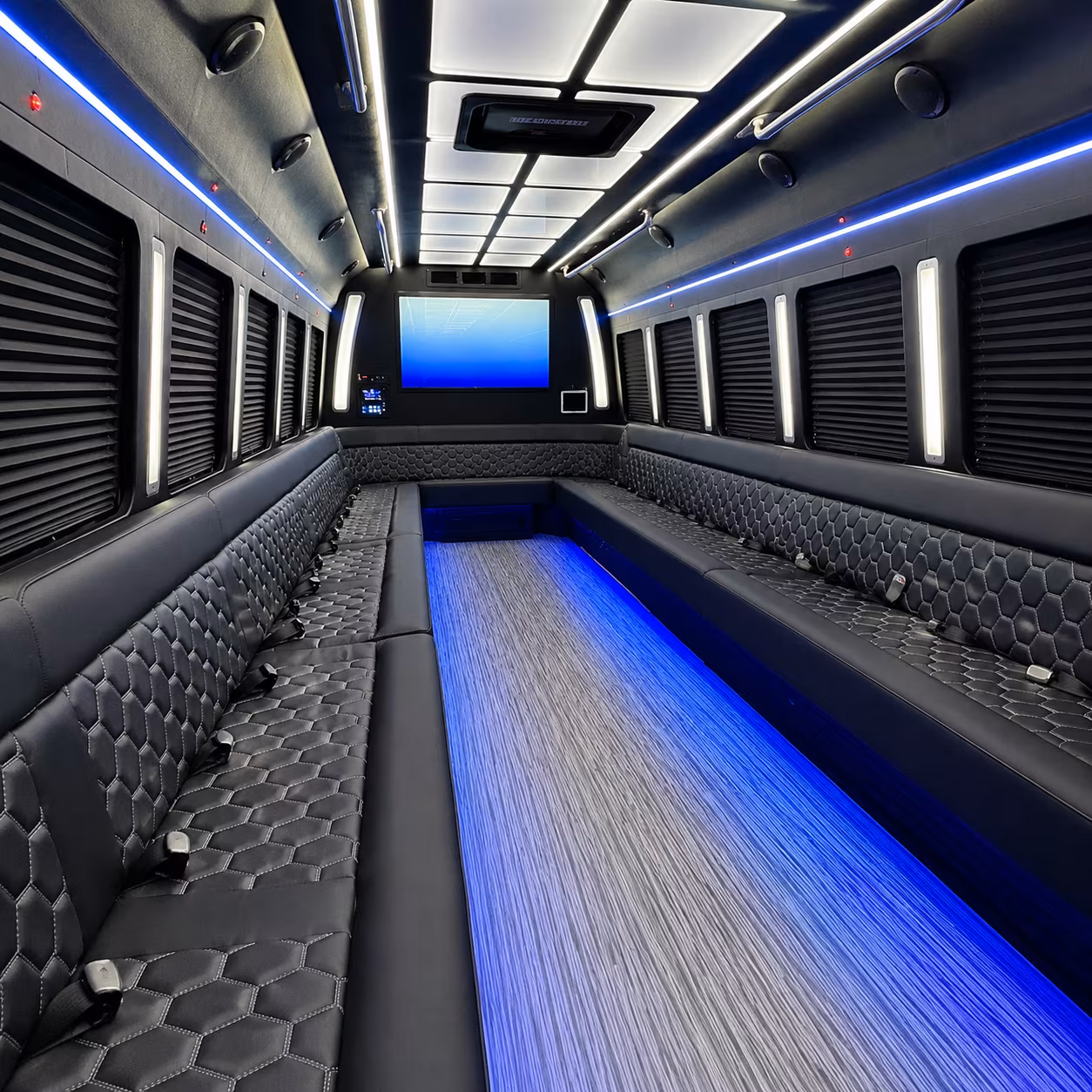the bronx 50 passenger party bus inside