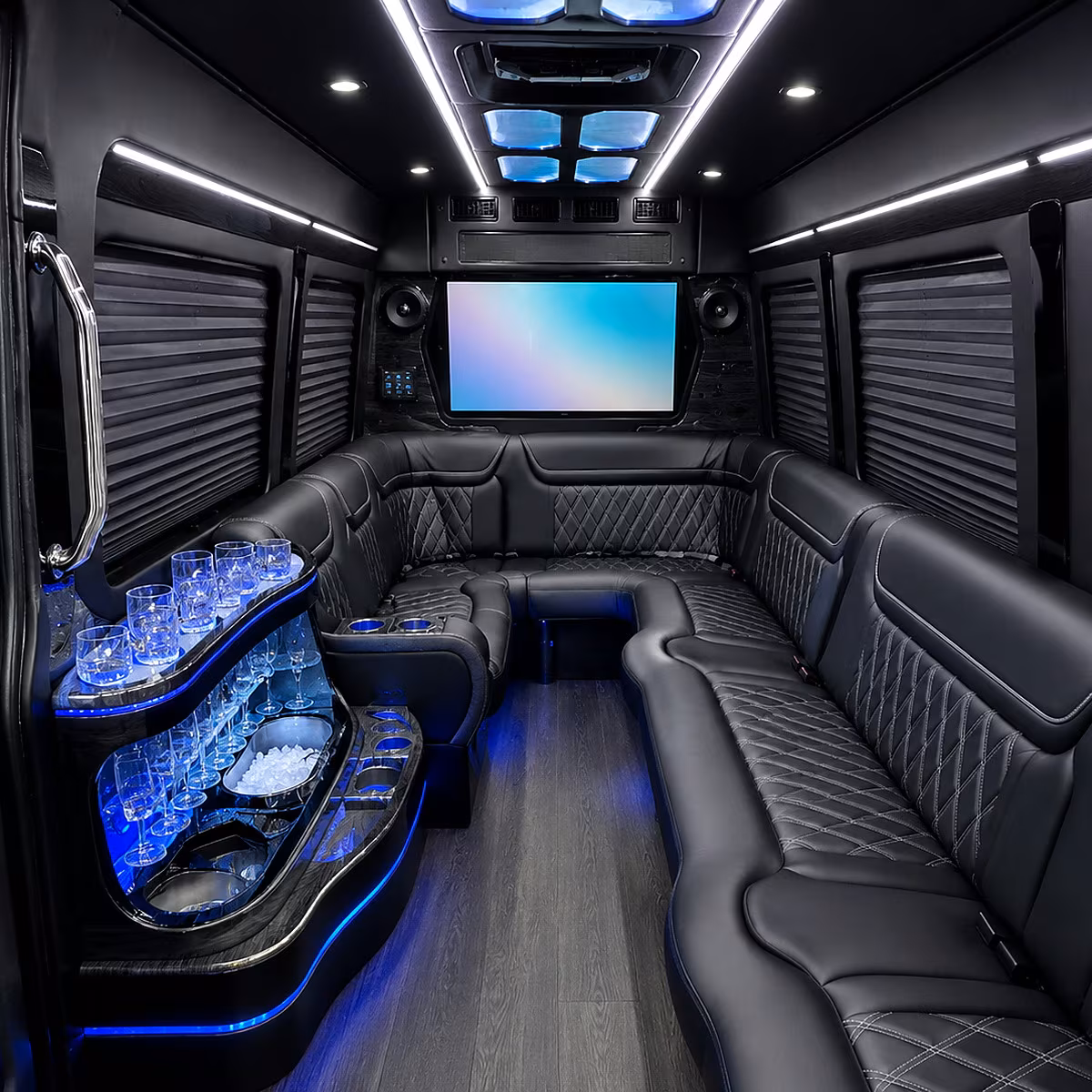 the bronx party bus rental interior